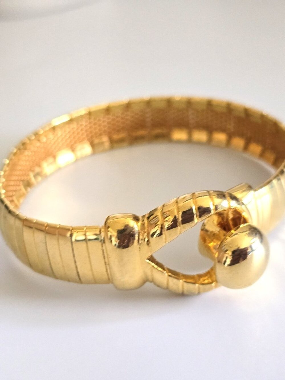 Vintage Omega mesh Bangle Bracelet Gold Tone Tubogas style gold tone flex